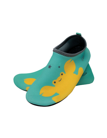 Calzado de baño Shoöz en neopreno Aqua. Zapatos de agua de color azul y amarillo.