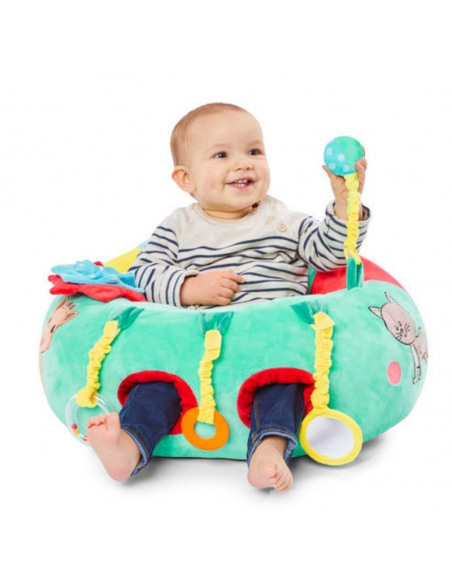 Baby Seat&Play Sophie la girafe. Bebé en el asiento de actividades multicolor con dibujo de Sophie la girafe