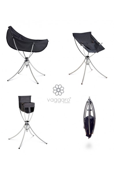 Vaggaro One: 3 en 1 . Cuco, hamaca y trona. Vaggaro de color negro con sus posibles combinaciones.