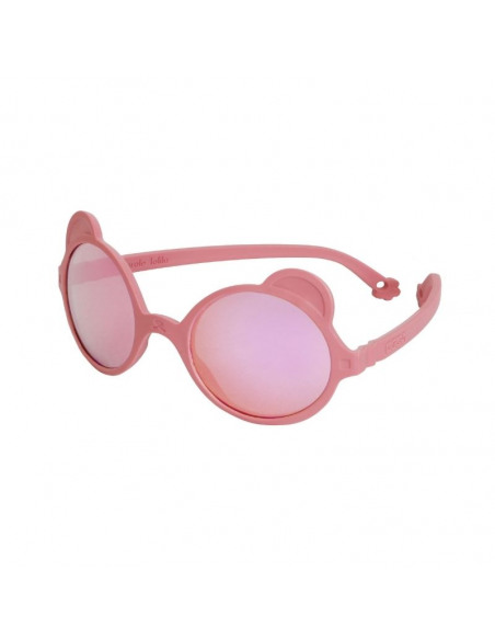 Gafas de sol con forma de osito de color rosa antik pink de perfil
