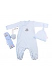 Caixa para oferta Gift (incl. pijama de riscas e fralda com aplique,gorro e coração em tela) azul