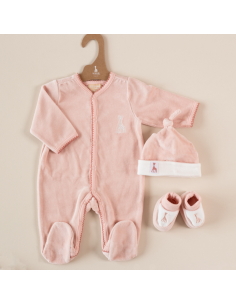 Pelele Sophie la Girafe terciopelo color rosa 2