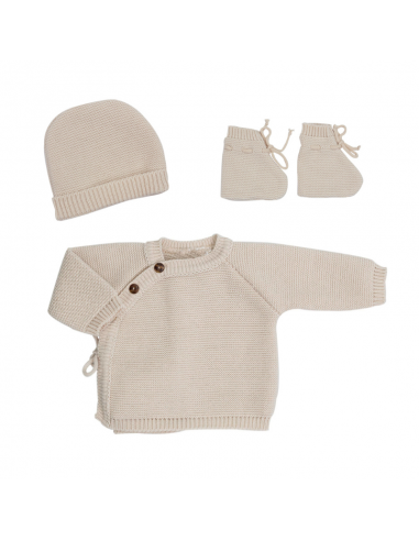 Conjunto 3 piezas, jersey, patucos y gorrito 0-1 mes